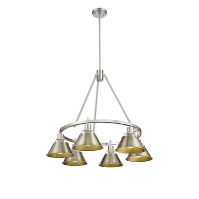 Orwell 6-Light Chandelier in Pewter with Aged Brass - Silver