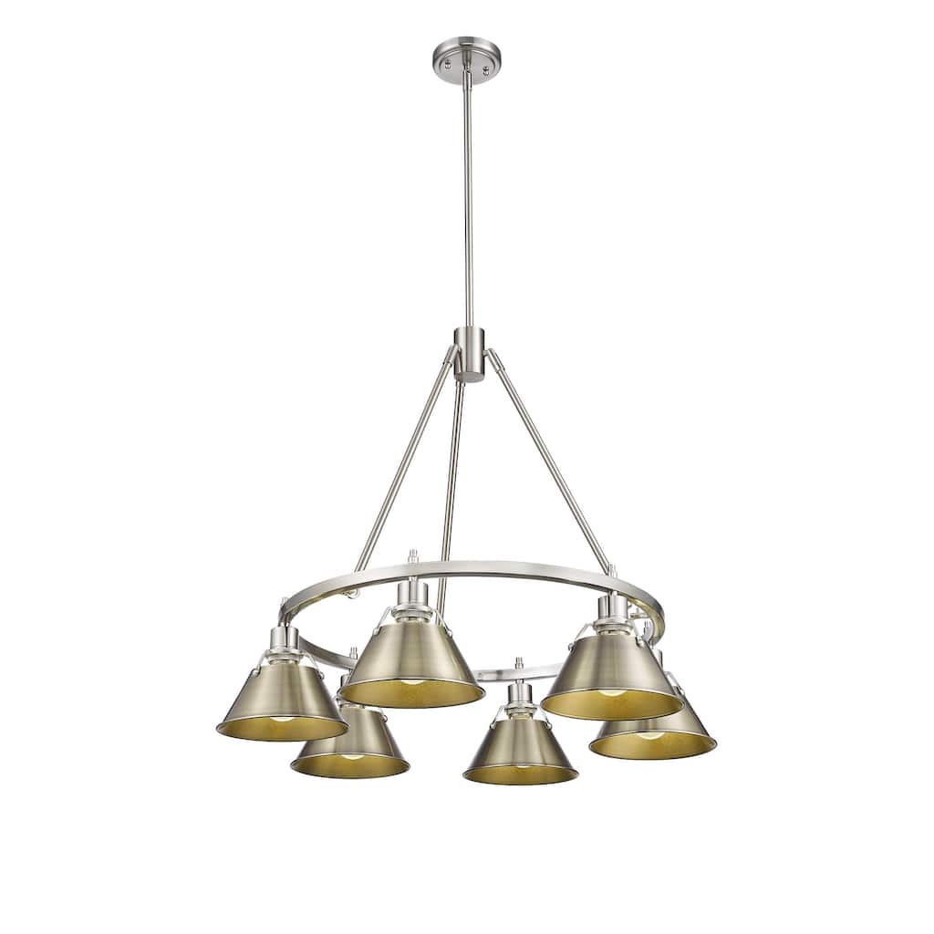 Orwell 6-Light Chandelier in Pewter with Aged Brass - Silver