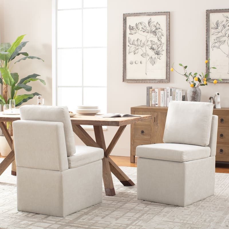 Upholstered Dining Chair with Under Seat Storage- Armless