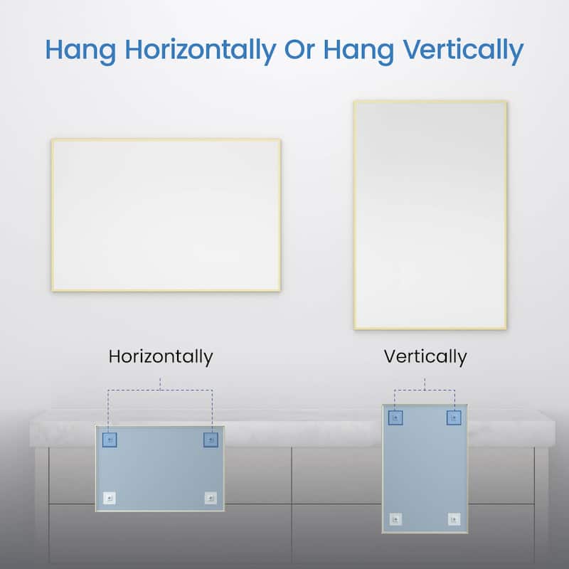 30 x 36 Inch Shatterproof Wall Mount Metal Frame Mirror