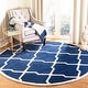 preview thumbnail 9 of 84, SAFAVIEH Handmade Chatham Eppie Modern Moroccan Wool Rug 5' Round - Dark Blue/Ivory - Round