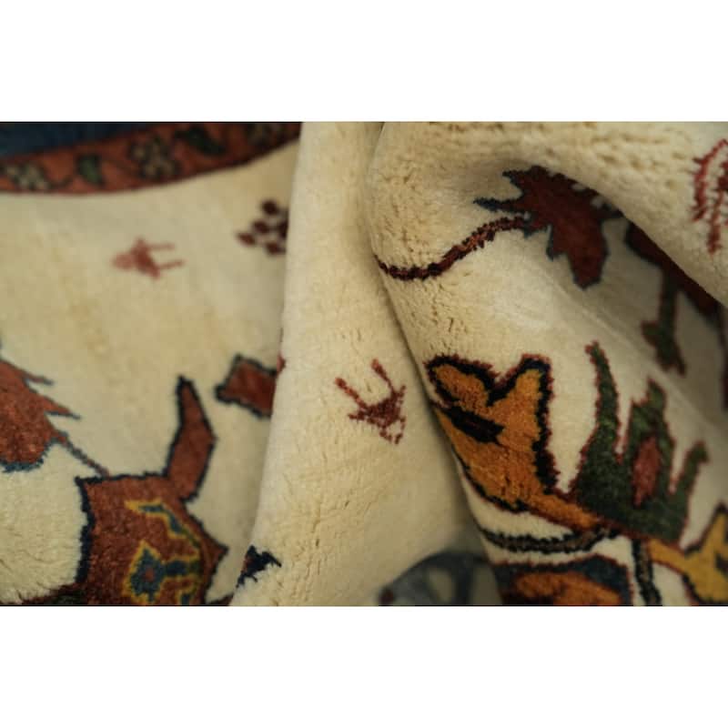 Hand Knotted Oriental 100% Wool Carpet Tribal All-Over Beige & Ivories Gabbeh (kashkoli) Area Rug - 6' 2'' X 4' 1''