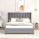 preview thumbnail 9 of 12, Modern Style Upholstered Platform Bed with 3 Storage Drawers Grey - Queen