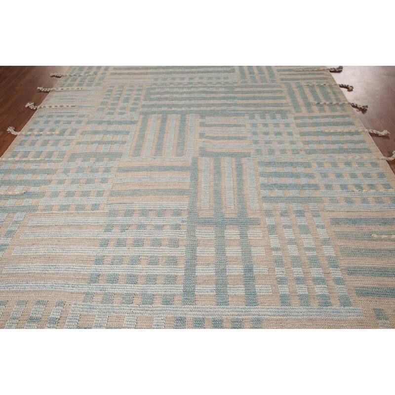 Earth Tone Moroccan Modern Area Rug Hand-Knotted Wool Carpet - 8'0"x 10'10"