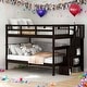 preview thumbnail 14 of 38, Stairway Design Full-Over-Full Bunk Bed with Storage and Guard Rail for Bedroom,Dorm