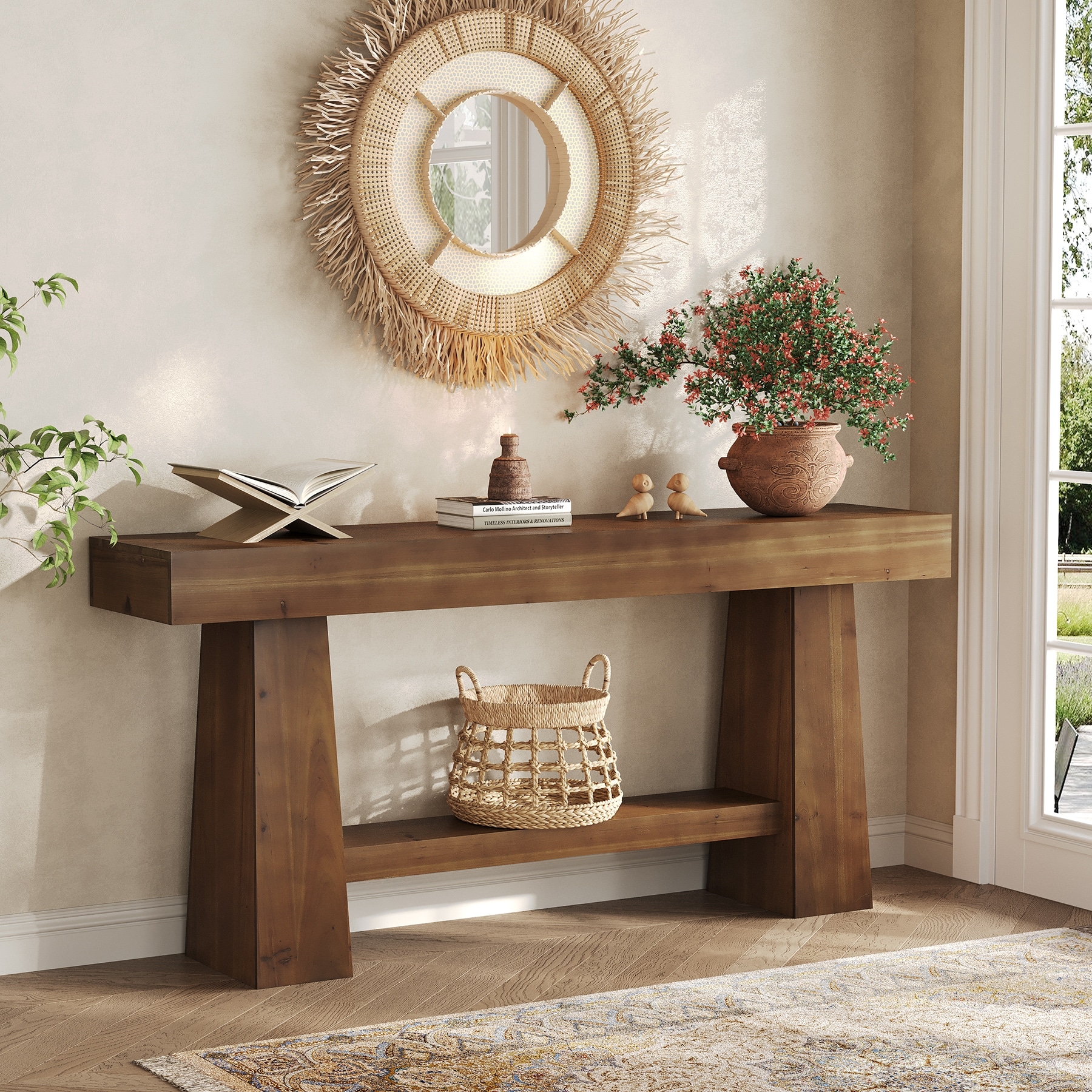 67 Inch Solid Wood Console Table for Entryway