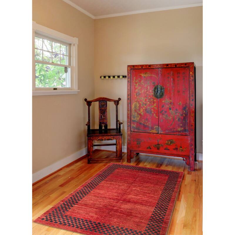 ECARPETGALLERY Hand-knotted Peshawar Ziegler Dark Red Wool Rug - 6'2 x 8'10