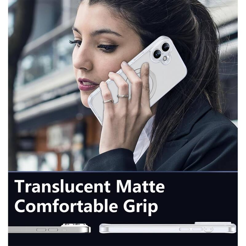iPhone 16 360° Adjustable Stand Compatible with MagSafe, Translucent Cover with Magnetic Ring Case Non-Slip and Shockproof