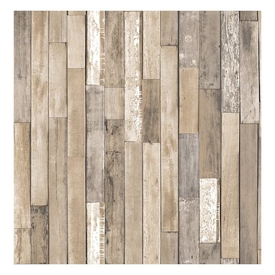 Barn Board Brown Thin Plank Wallpaper - 20.5 x 396 x 0.025