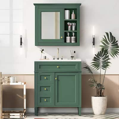 Freestanding Bathroom Vanity with Top Sink and Mirror Cabinet