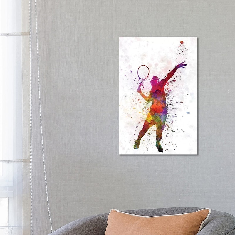 iCanvas "Tennis Player At Service Serving Silhouette I" by Paul Rommer Canvas Print - 26x18x1.5