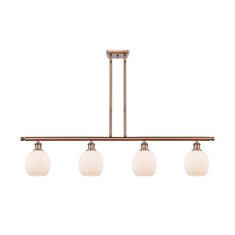 Innovations Lighting Belfast 4 Light 48" Wide Linear Chandelier - Antique Copper / Matte White