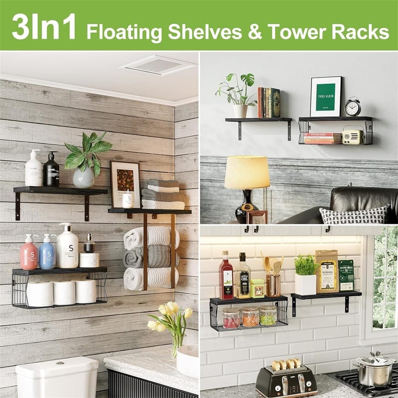 Floating Shelves Wall Mounted Over Toilet