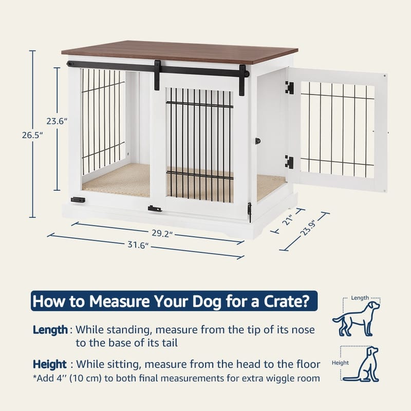 beeNbkks Dog Crate Furniture with Sliding Barn Door