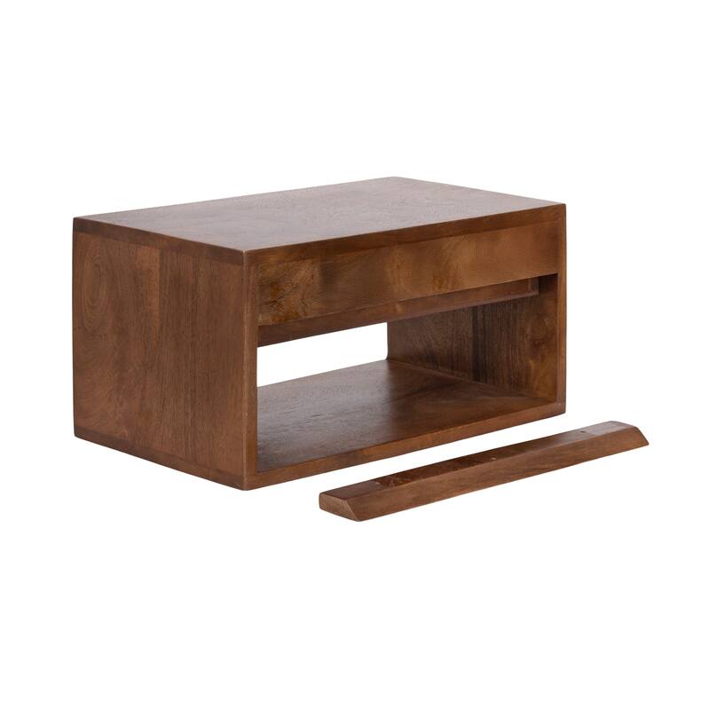 Kate and Laurel Reid Floating Wood Side Table with Open Storage