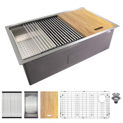Transolid KWSSU301910 30-in X 19-in X 10-in 18-Gauge Undermount Stainless Steel Kitchen Workstation Sink