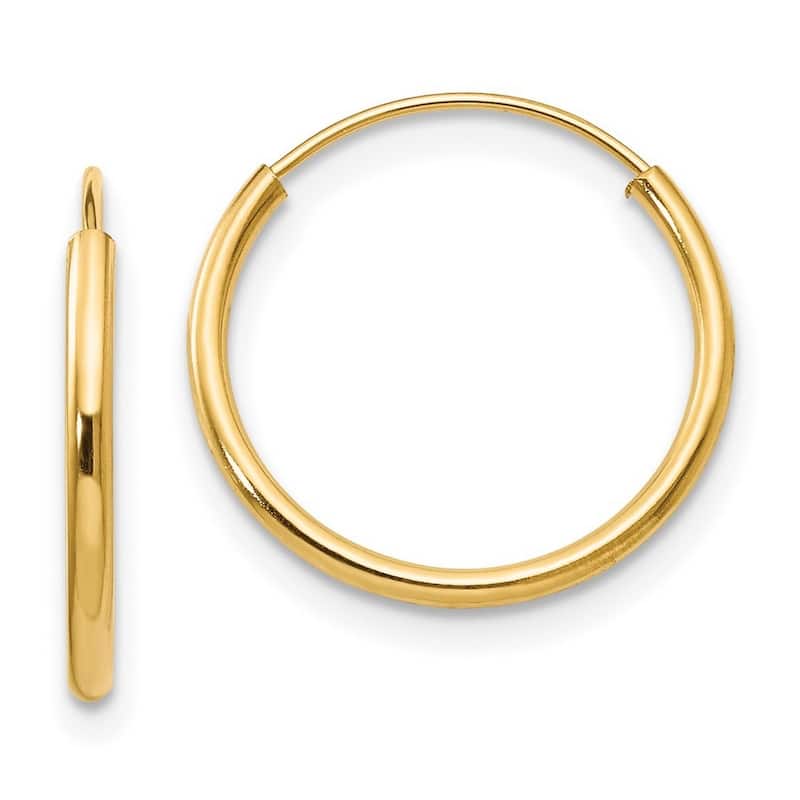 Curata 14k Yellow Gold Polished Endless Hoop Earrings 15x2mm