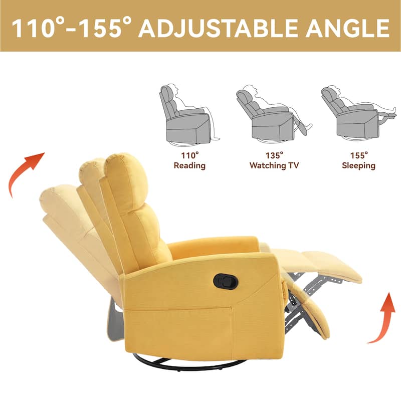 360° Swivel Rocking Recliner Chair in Polyester for Living Room