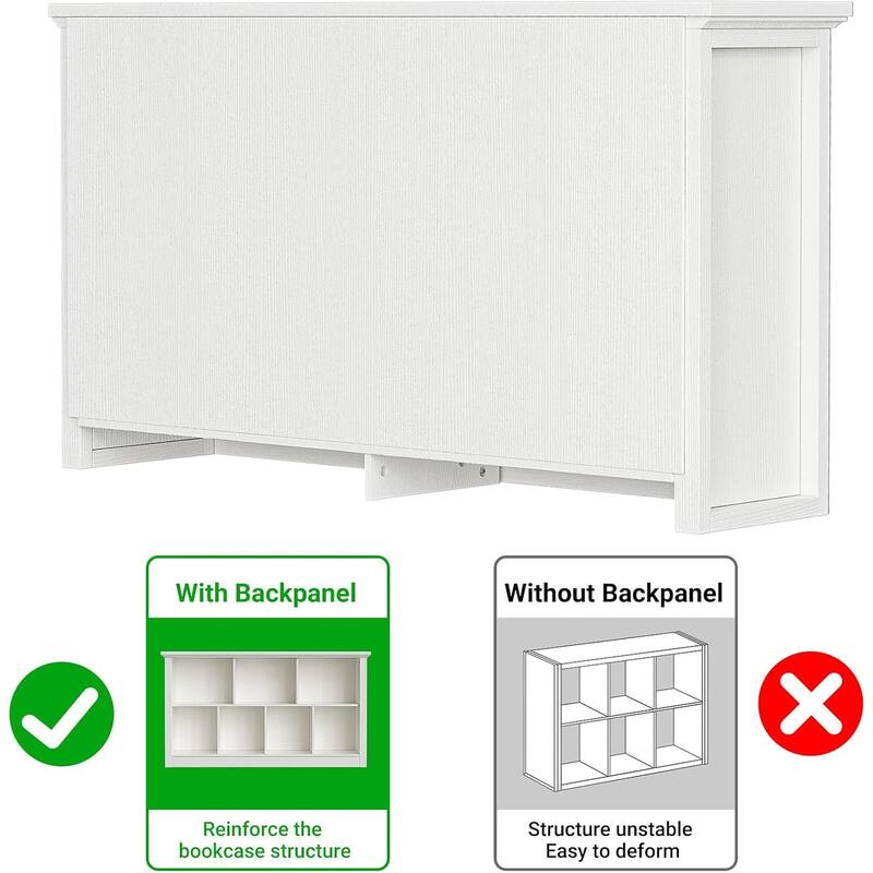 7/10 Cube Bookcase Organizer with Backpanel, 50" Wooden Storage Book Shelf for Living Room, Bedroom, Home Office, Kids Room