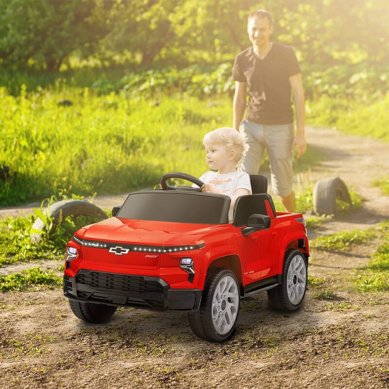 Licensed Chevrolet Silverado EV Kids Electric Ride On Car with Parental Remote Control, Suspension, 3 Speed and Soft Start
