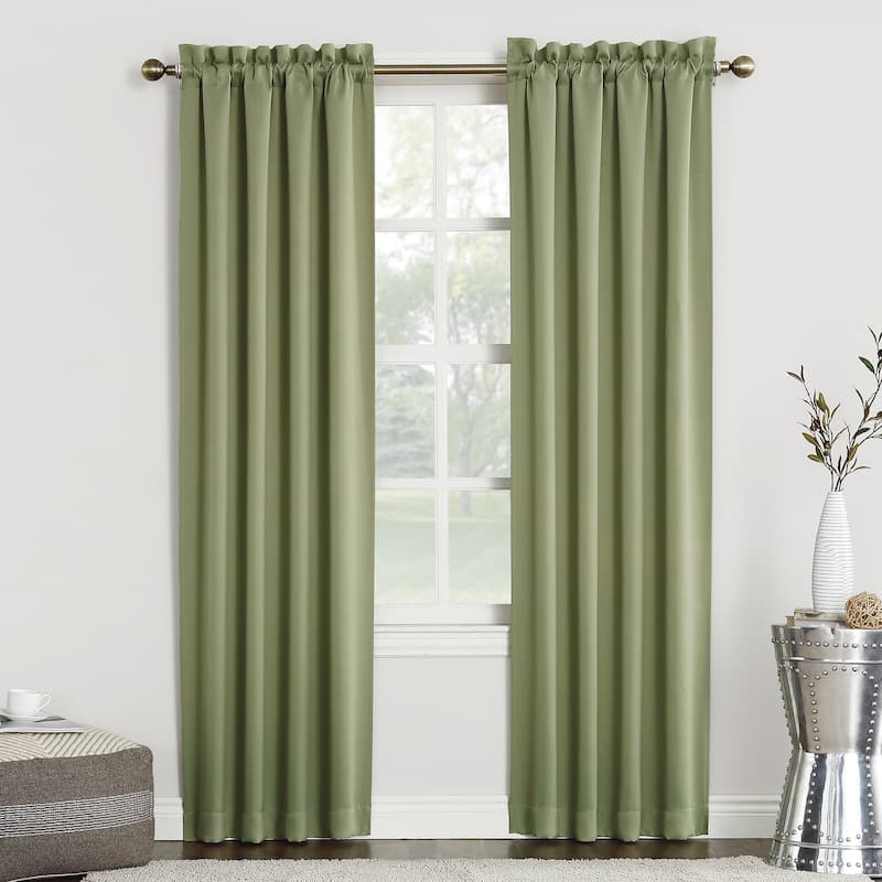 Sun Zero Hayden Energy Saving Blackout Rod Pocket Curtain Panel, Single Panel - 40x63 - Sage