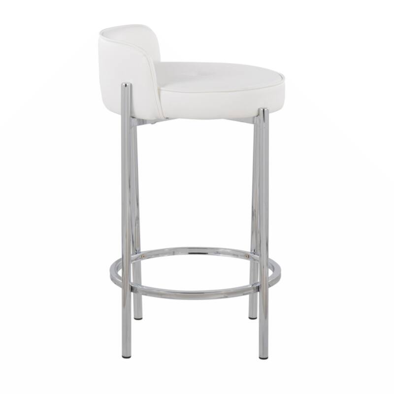 Contemporary Counter Stool in Metal and Faux Leather - Set of 2