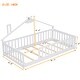 preview thumbnail 19 of 31, Twin Size Pine Wood House-Shaped Bed with Guardrails, No Door
