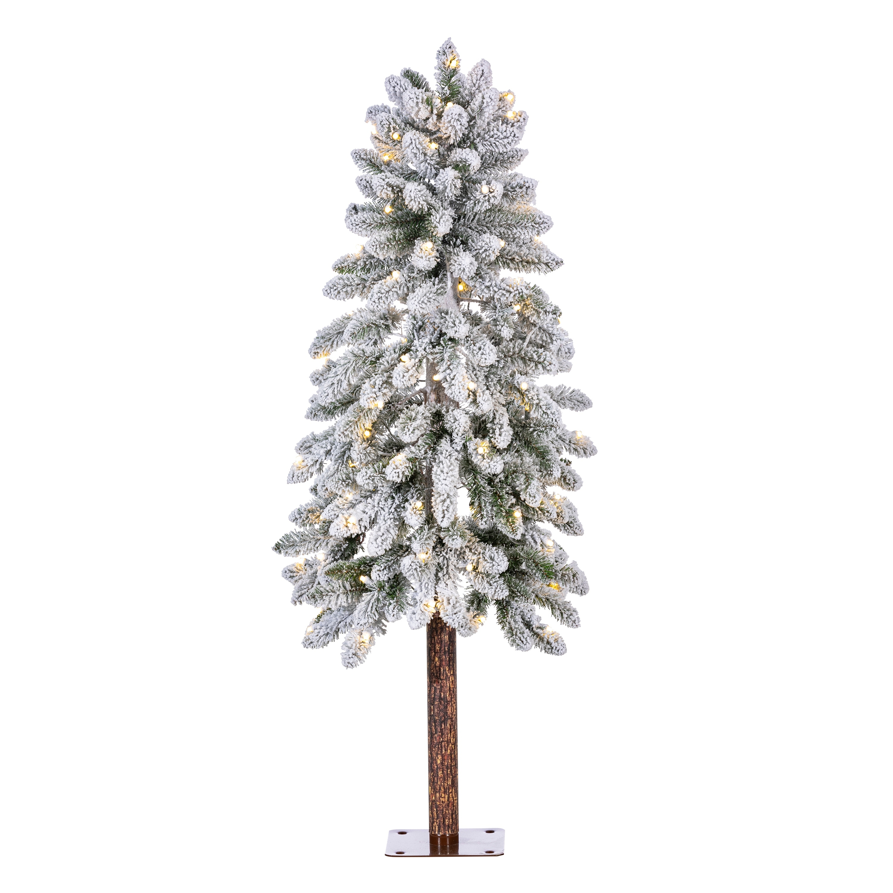 4.5 ft. Pre Lit Warm White LED Christmas Flocked Alpine Tree