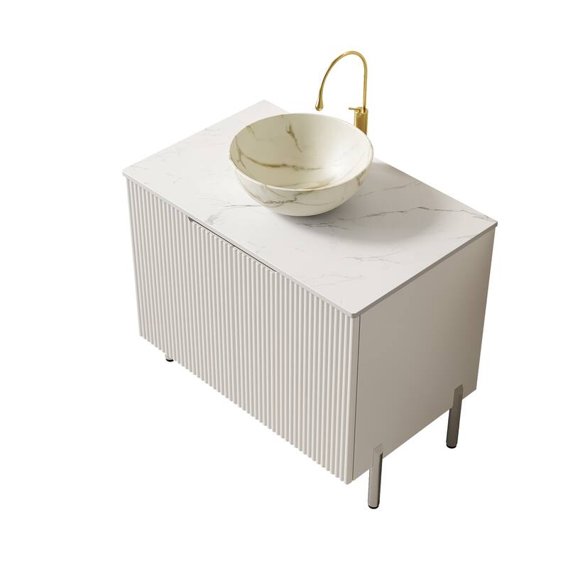 30" Freestanding Bathroom Vanity with Vessel Round Basin