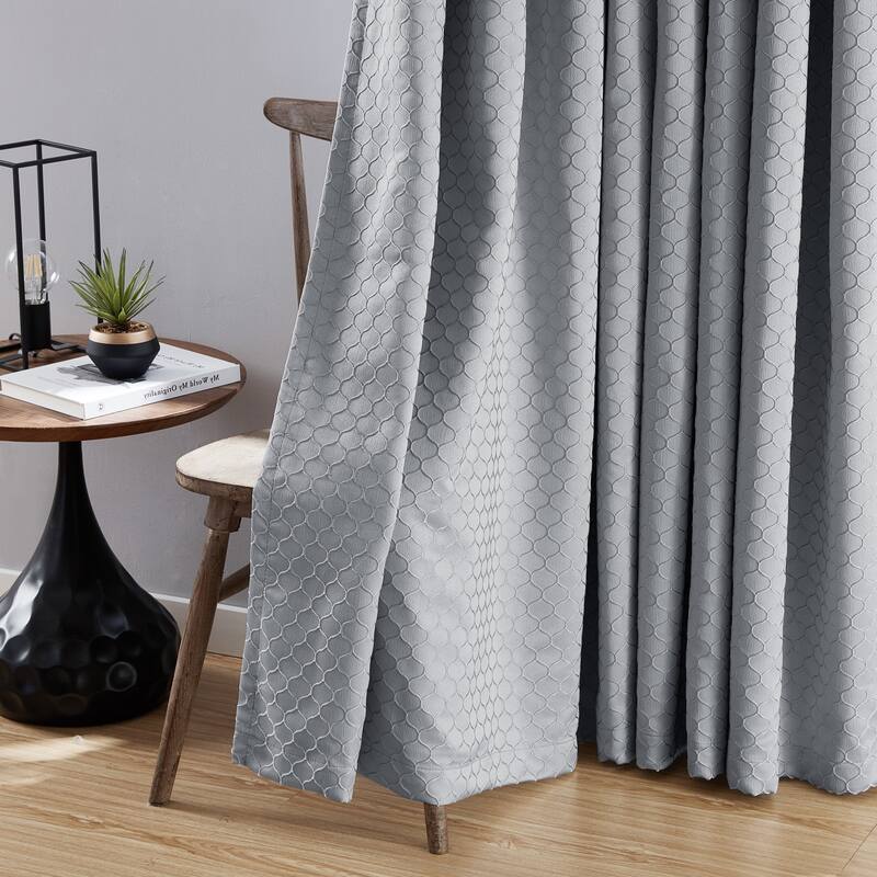 HLC.me Sienna Pattern 100% Complete Blackout Thermal Insulated Double Layer Window Curtain Grommet Panels, Set of 2