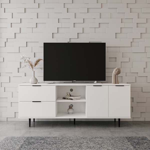 Tv stand outlet with two shelves