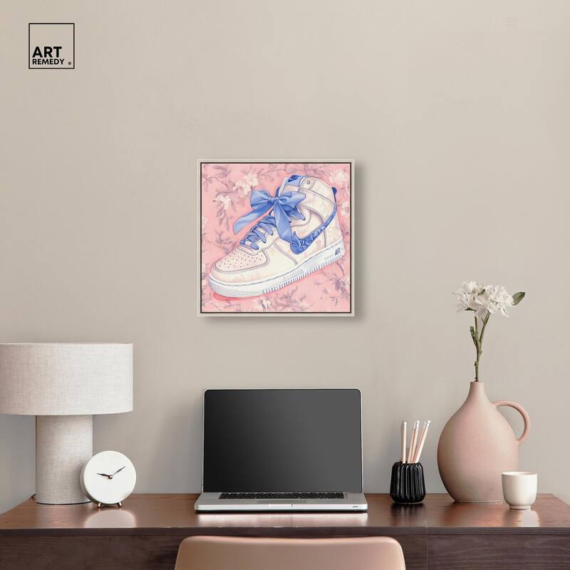 Blue Bow Sneaker Canvas by Art Remedy