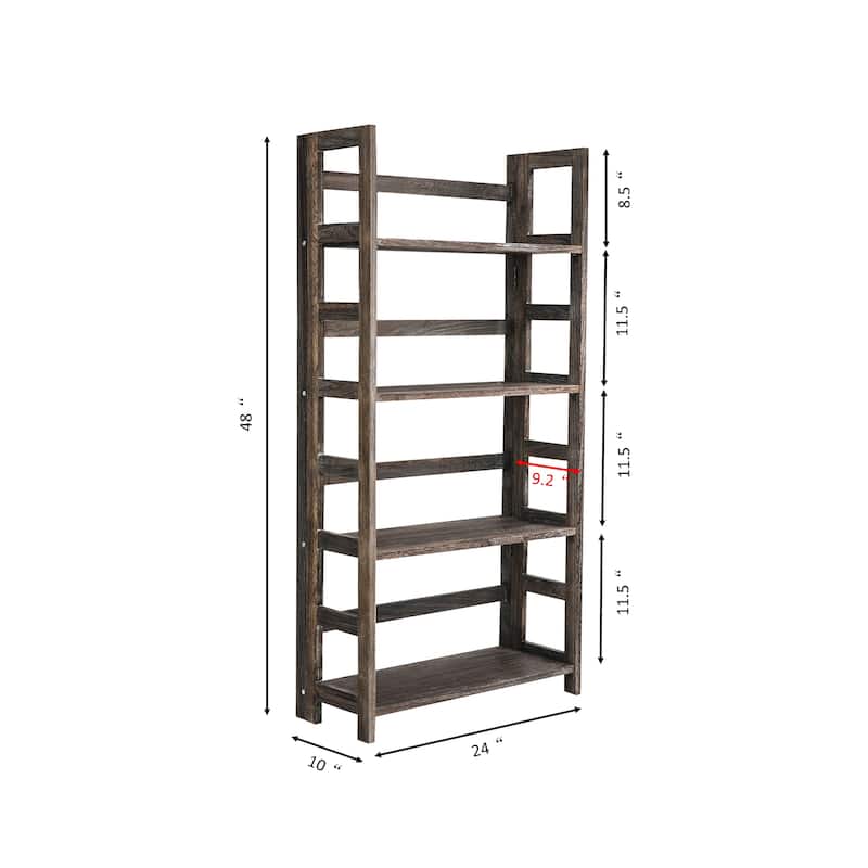 Proman Products Hickory Folding Bookshelf, Paulownia Wood, Walnut Color