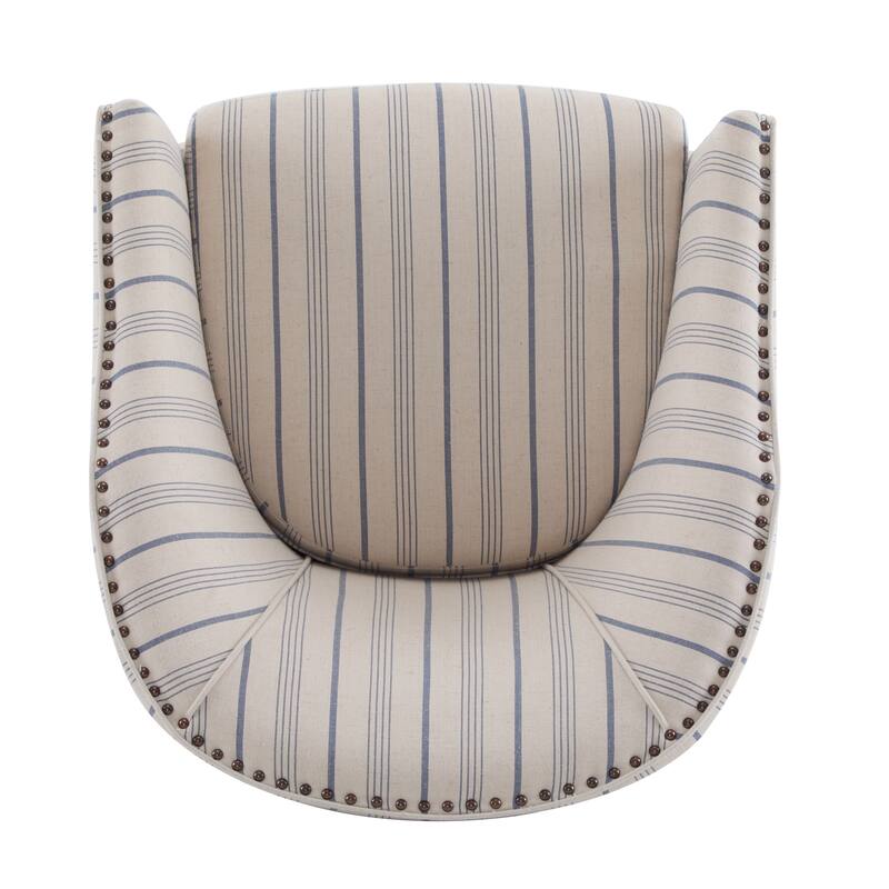 Upholstered Accent Chair, Mid-Century Modern Striped Chair with Wooden Legs, Comfy Lounge Armchair for Living Room