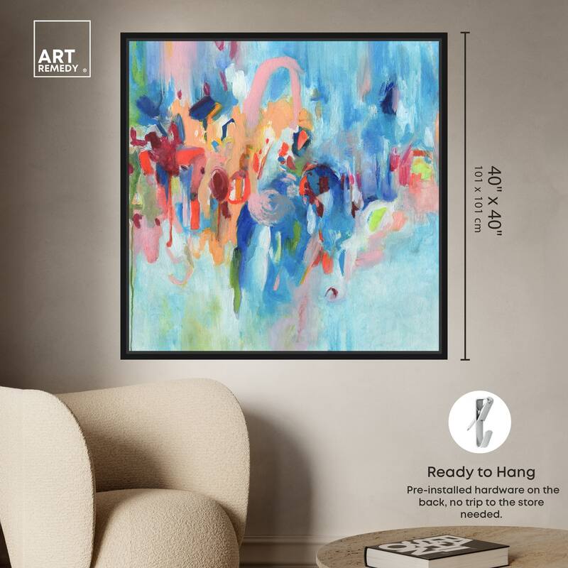 Art Remedy New Sky Framed Blue Abstract 1 Piece Canvas Wall Art