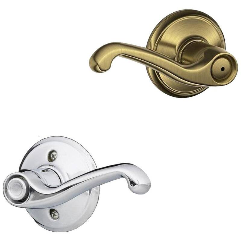 Schlage Flair Left Handed Privacy Door Lever Set - Split Finish Only - Antique Brass x Polished Chrome