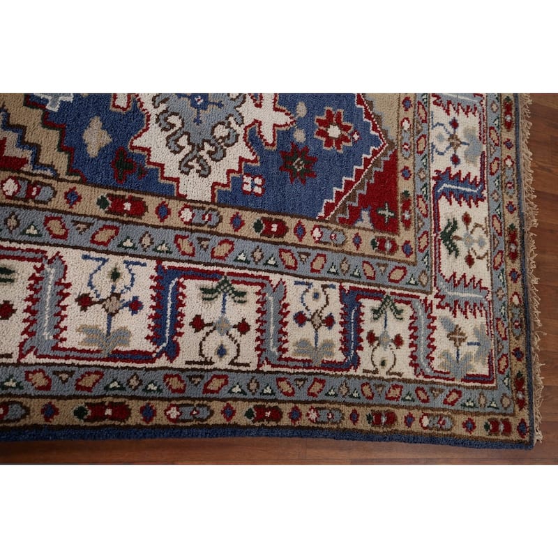 Blue Kazak Area Rug Hand-Knotted Wool Carpet - 8'1" x 9'11"