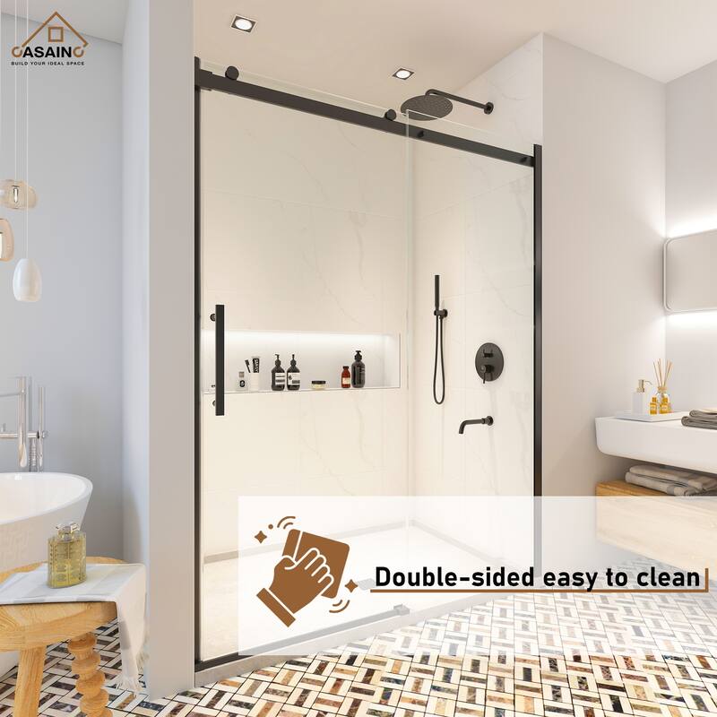 CASAINC 60"*76" Frameless Single Sliding Shower Door