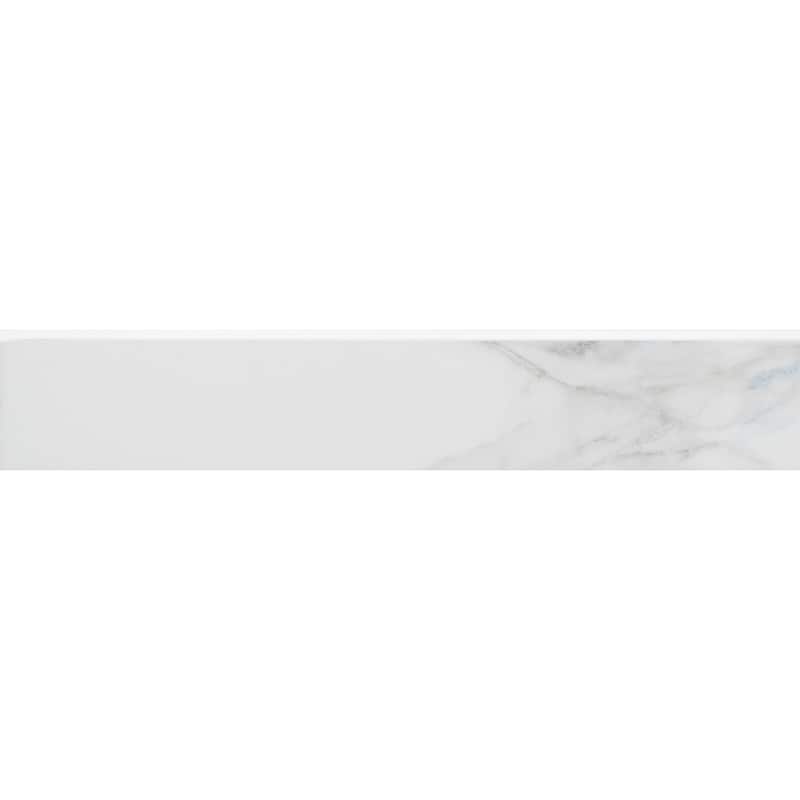 Minerva 2x13 Grey Matte Marble Look Ceramic Bullnose Tile Trim - 2 x 13 - 1 Piece - 2 x 13 - 1 Piece - Grey