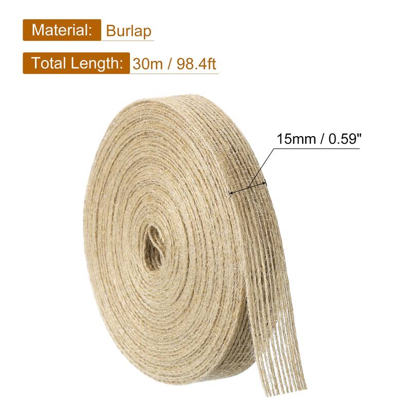 3 Rolls Natural Burlap Fabric Ribbon Burlap Wired Ribbon Rustic Ribbon - Natural Color - 5/8 Inch