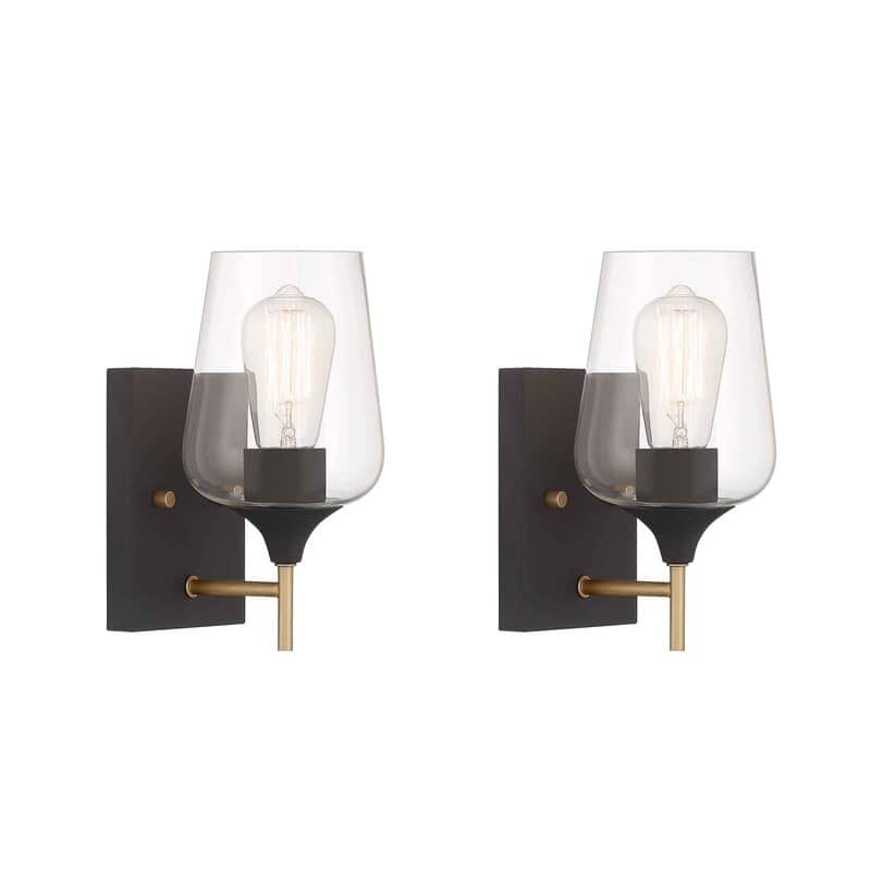 Caucy 2-pack Wall Sconces Modern Contemporary Vanity Light - Set of 2 - Satin Brass & Aged Zinc