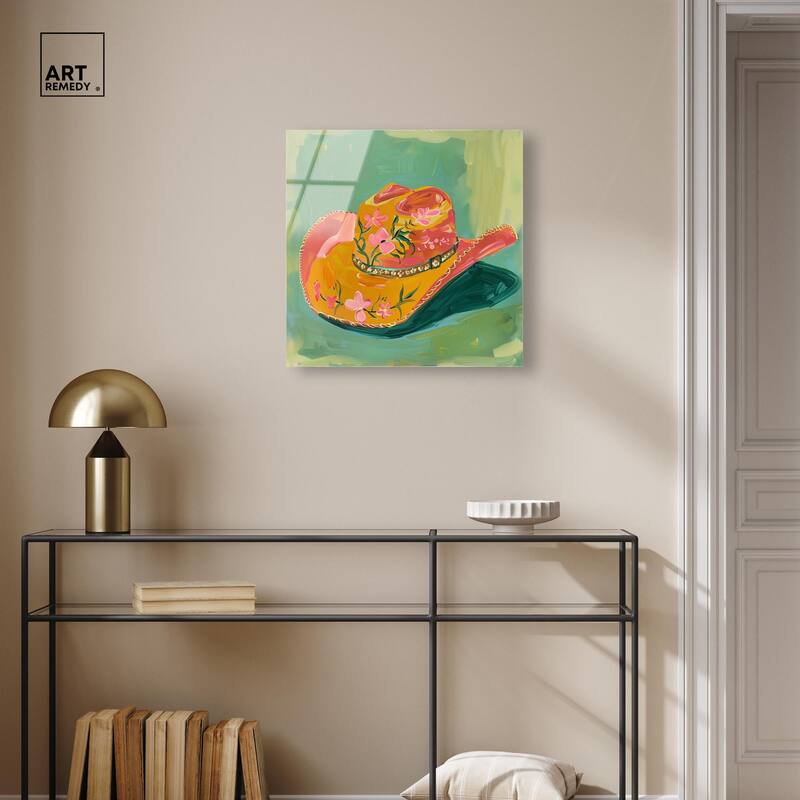 Wildflower Cowboy Hat Acrylic by Art Remedy, Ready to Hang