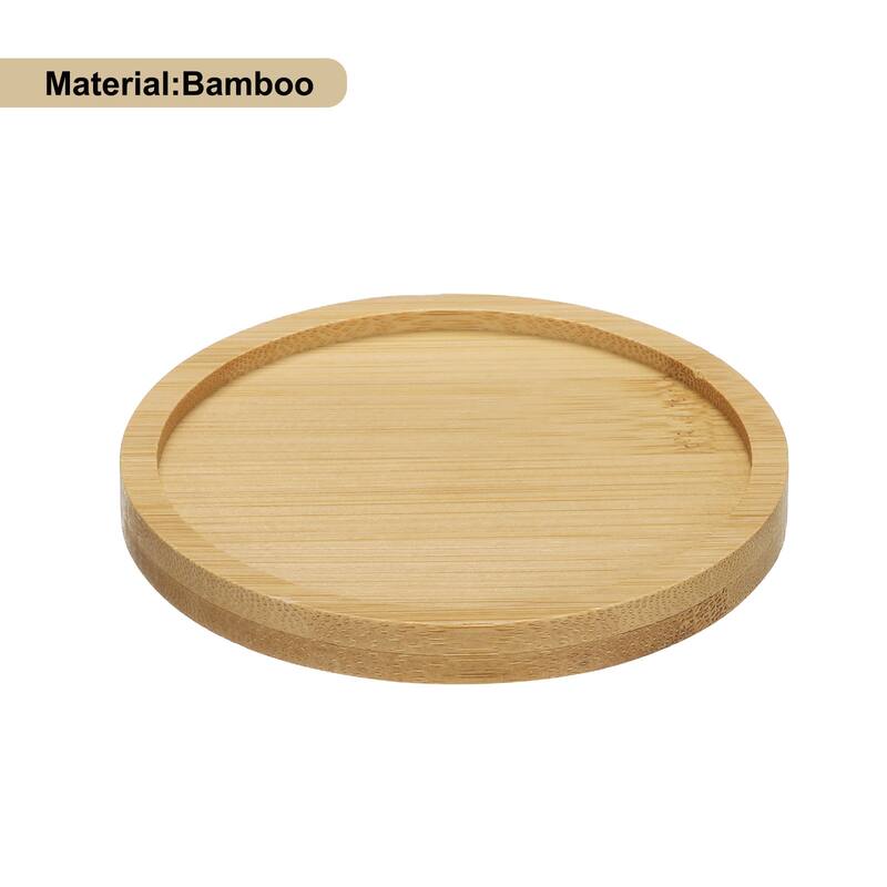 Bamboo Coaster Natural Wooden Drink Coasters Round 3.7inch - Wood color