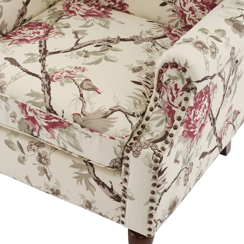Patterned Upholstered Accent Chair for Living Room