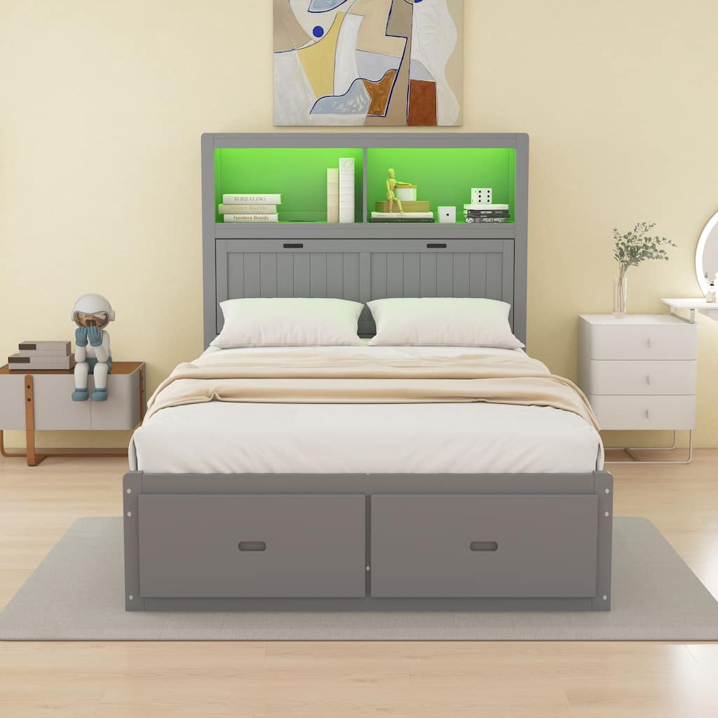 Wooden hydraulic platform bed