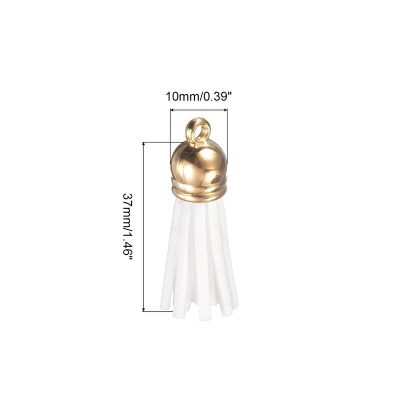 1.46" Leather Tassel Keychain for Bracelet DIY Craft Accessory 50Pcs - White