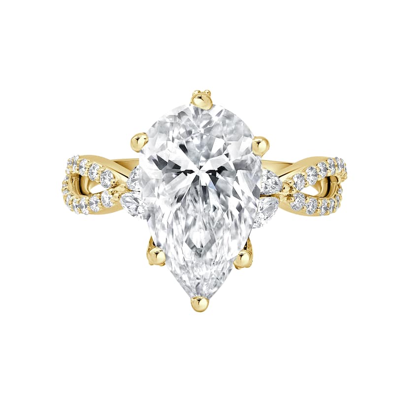 Auriya 14k Gold 5 3/4ctw Pear-Shaped Lab grown Twisted-Vine Diamond Engagement Ring (E-F VS) - Yellow - 8