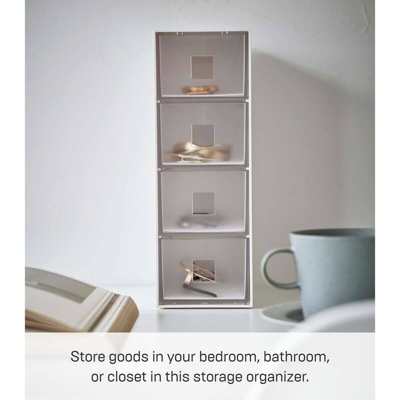Yamazaki Home Storage Tower with Drawers, ABS Plastic - L 6.89 x W 3.46 x H 9.96 inches