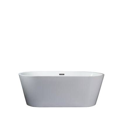 Melina 59 in. Freestanding Acrylic Flatbottom Soaking Bathtub in White