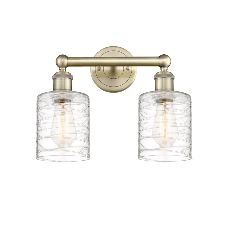 Innovations Lighting 616-2W-12-14 Cobbleskill Vanity Cobbleskill 2 - Antique Brass / Deco Swirl